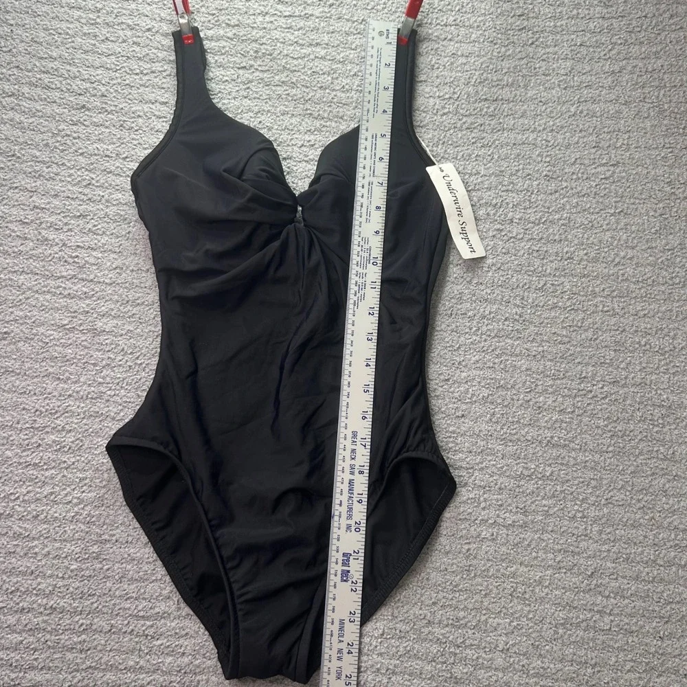 Miraclesuit Sanibel One Piece Swimsuit Black Size 8 Slimming Ruched Retro Swim
